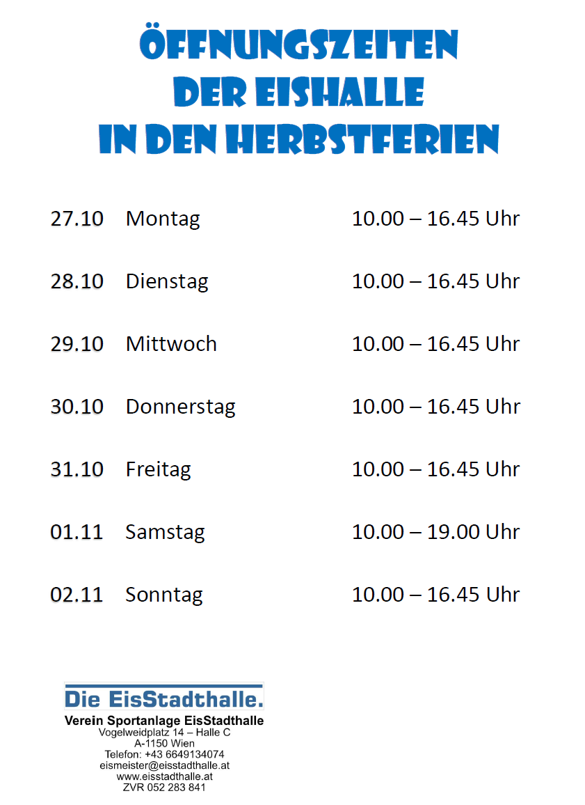 Öffnungszeiten in den Herbstferien
